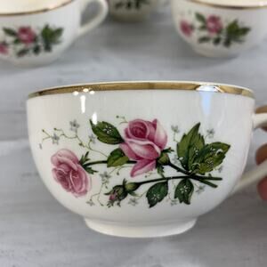 Vintage Hall Superior Quality Heather Rose Teacups Set of 4
